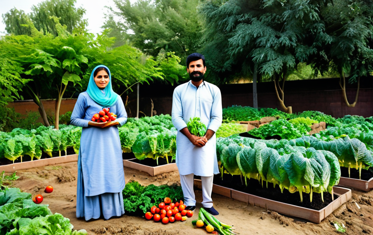 **

"A Pakistani family, fully clothed in modest traditional clothing, harvesting vegetables in their urban garden, safe for work, appropriate content, showing perfect anatomy, correct proportions, natural pose, professional, family-friendly, with a focus on fresh produce and healthy living."

**