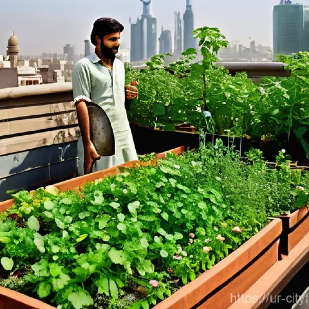 도시농업 참여형 커뮤니티 만들기 - **Prompt:** A Pakistani man or woman, wearing comfortable, modest everyday Pakistani attire such as ...