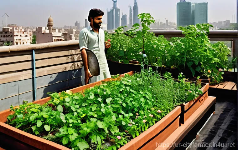 도시농업 참여형 커뮤니티 만들기 - **Prompt:** A Pakistani man or woman, wearing comfortable, modest everyday Pakistani attire such as ...