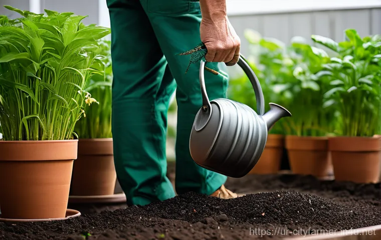 도시농업에서 사용하는 비료 종류 - **Prompt 1: Urban Composting and Sustainable Gardening**
    "A cozy urban balcony garden bathed in ...
