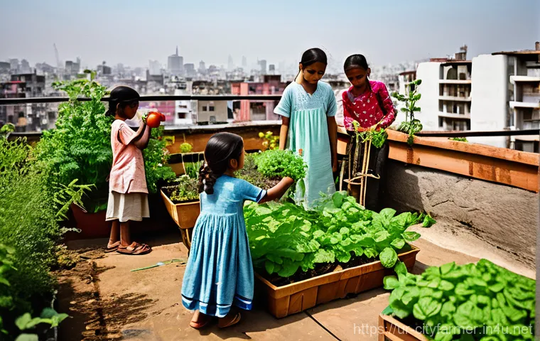 도시농업 재사용 가능한 포장재 - **Prompt:** "A vibrant, bustling outdoor farmers' market in a Pakistani city. Shoppers of diverse ag...