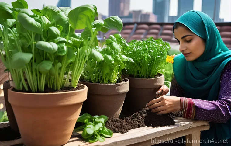 도시농업 유해물질 검사 방법 - Image Prompt 1: The Wise Gardener and Soil's Secrets**