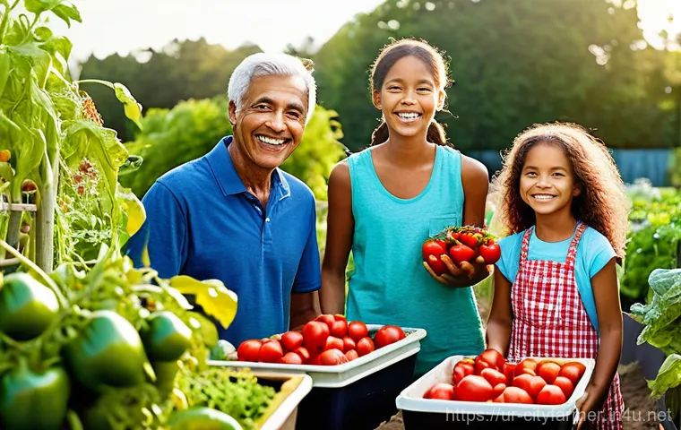 도시농업 환경적 이점 - **Prompt:** A serene and vibrant urban balcony garden in a bustling city. A young woman, modestly dr...