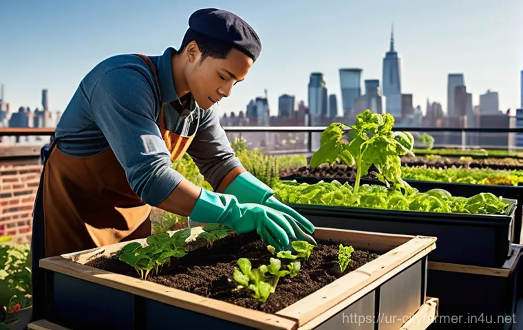 도시농업 품질 관리 - Prompt 1: Urban Rooftop Garden - Healthy Soil and Growth**