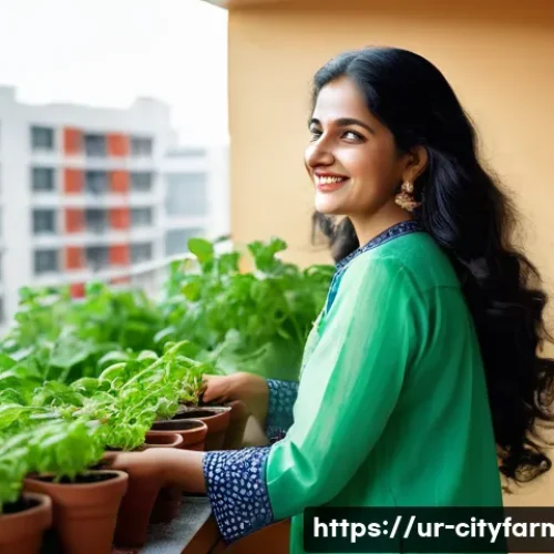 도시농업 경제적 이점 - **Prompt:** A joyful South Asian woman, dressed in a vibrant shalwar kameez, proudly tending to a lu...